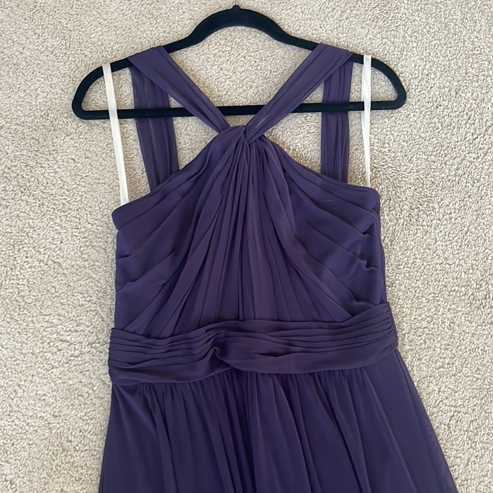 David's Bridal Halter Chiffon Lapis Dress - W11173 - 12 - Picture 3 of 11